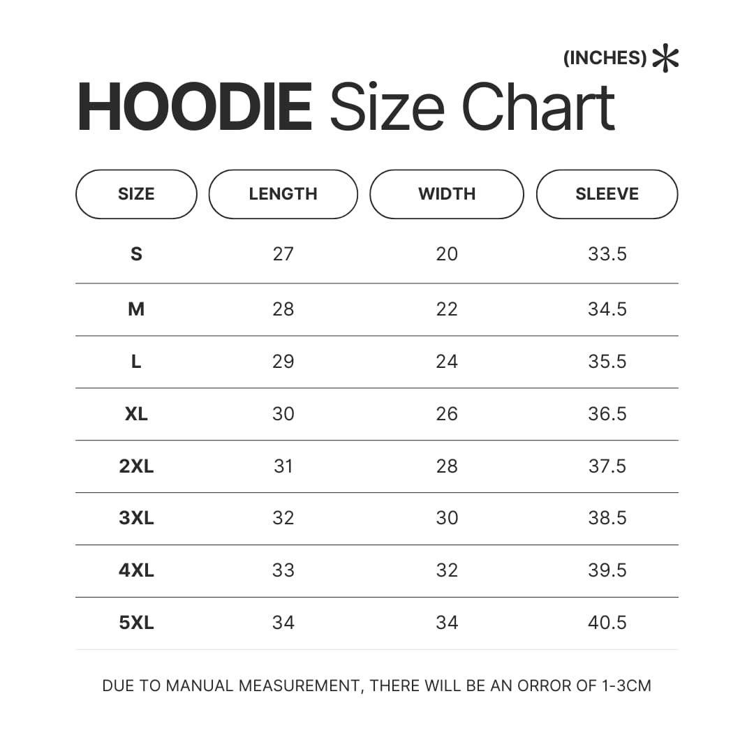 Hoodie Size Chart - Cyberpunk: Edgerunners Shop