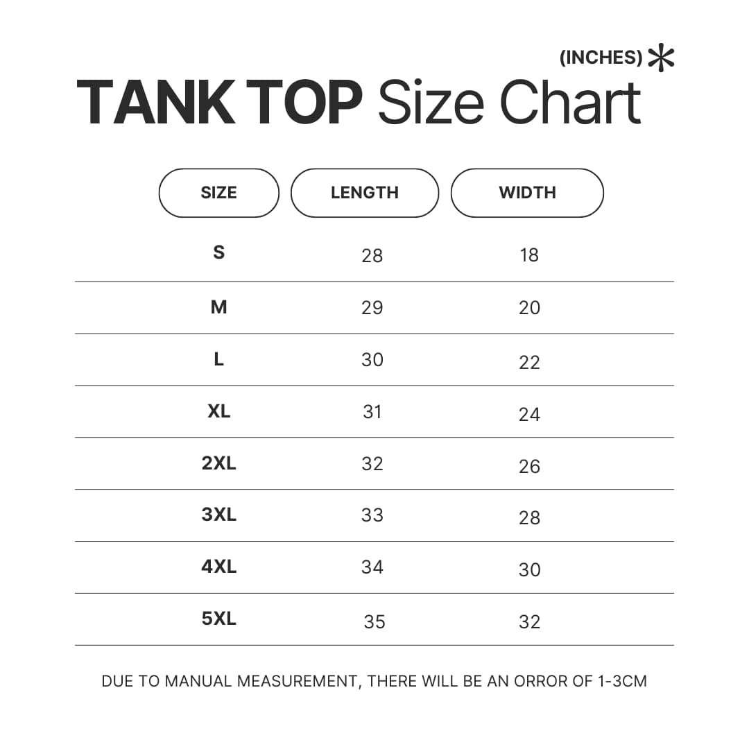 Tank Top Size Chart - Cyberpunk: Edgerunners Shop
