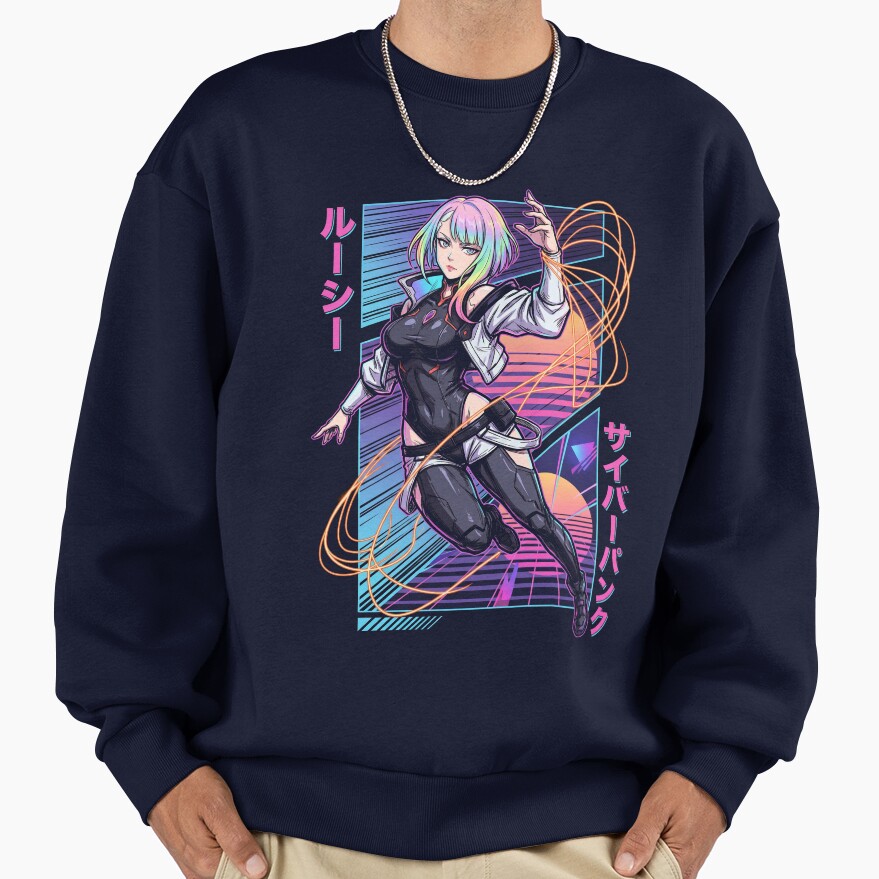 Cyberpunk Edgerunners Lucy White Jacket Black Leotard Icon Sweatshirt - Image 5