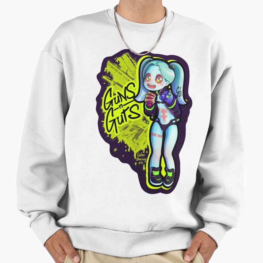 Rebecca From Edgerunners Guns N Guts Crop Sweatshirt
