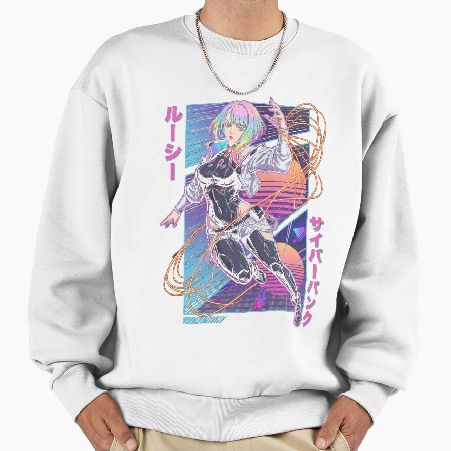 Cyberpunk Edgerunners Lucy White Jacket Black Leotard Icon Sweatshirt - Image 2