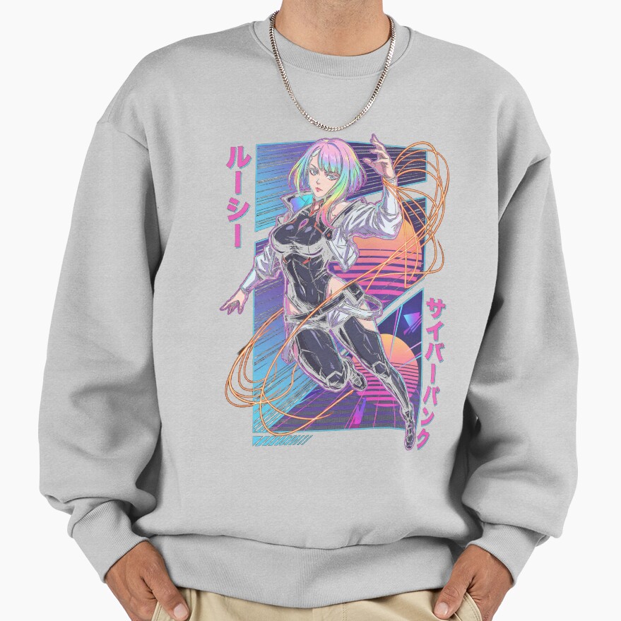 Cyberpunk Edgerunners Lucy White Jacket Black Leotard Icon Sweatshirt - Image 4