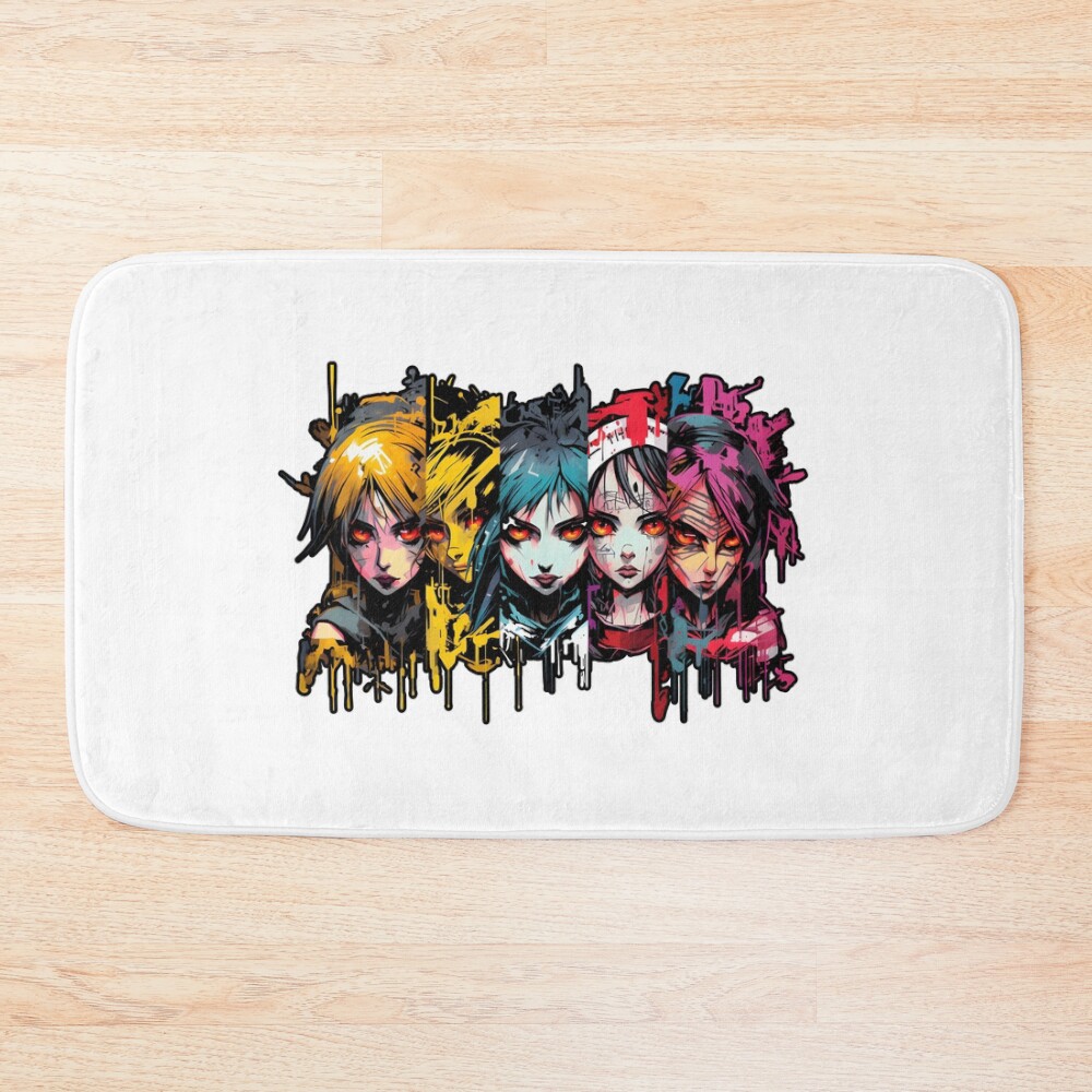 Comic Strip Anime Cyberpunk Witches Bath Mat