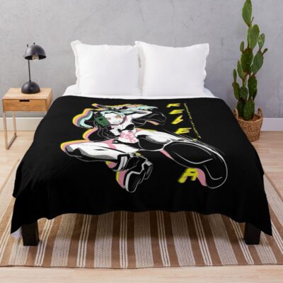 Rebecca Anime Girl Fighting Throw Blanket