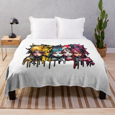 Comic Strip Anime Cyberpunk Witches Throw Blanket