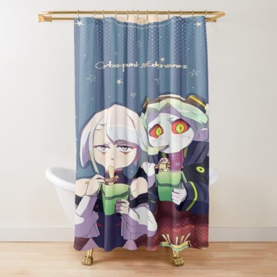 Edgerunners Lucy And Rebecca Eating Shower Curtain