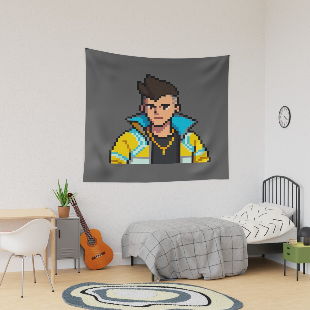 Pixel Edge Running David Tapestry