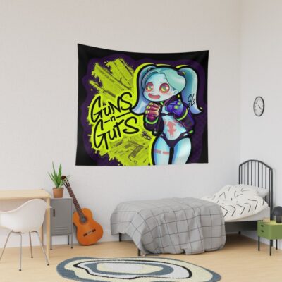 Rebecca From Edgerunners Guns N Guts Crop Tapestry