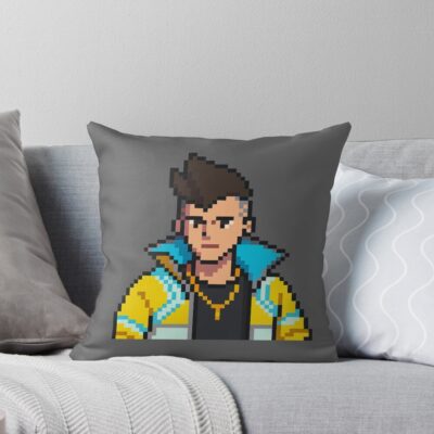 Pixel Edge Running David Throw Pillow