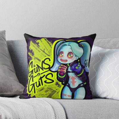 Rebecca From Edgerunners Guns N Guts Crop Throw Pillow
